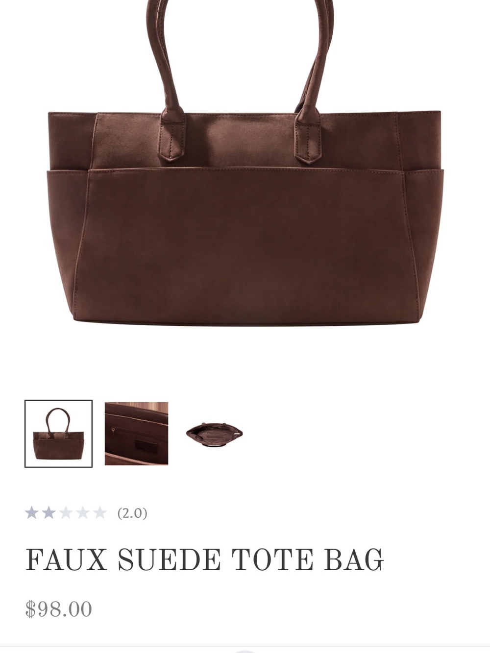 Mali + Lili Brown Faux Suede Tote Bag